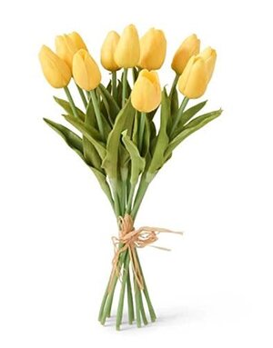 13.5 Inch Yellow Real Touch Mini Tulip Bouquet (12 Stems per Bundle)