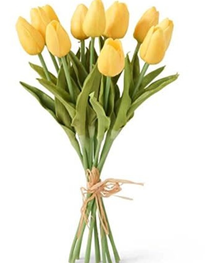 13.5 Inch Yellow Real Touch Mini Tulip Bouquet (12 Stems per Bundle)