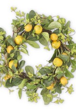 22" Lemon and Foliage Wreath w/Grapevine Base