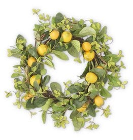 22" Lemon and Foliage Wreath w/Grapevine Base