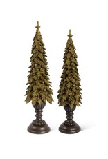 21" Resin Brown Oak Leaf Tree With Acorns on Pedestal