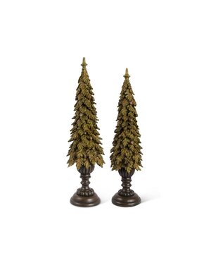 21" Resin Brown Oak Leaf Tree With Acorns on Pedestal