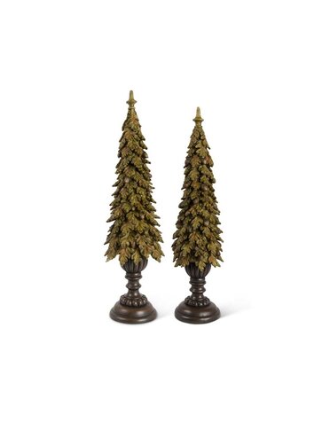 21" Resin Brown Oak Leaf Tree With Acorns on Pedestal