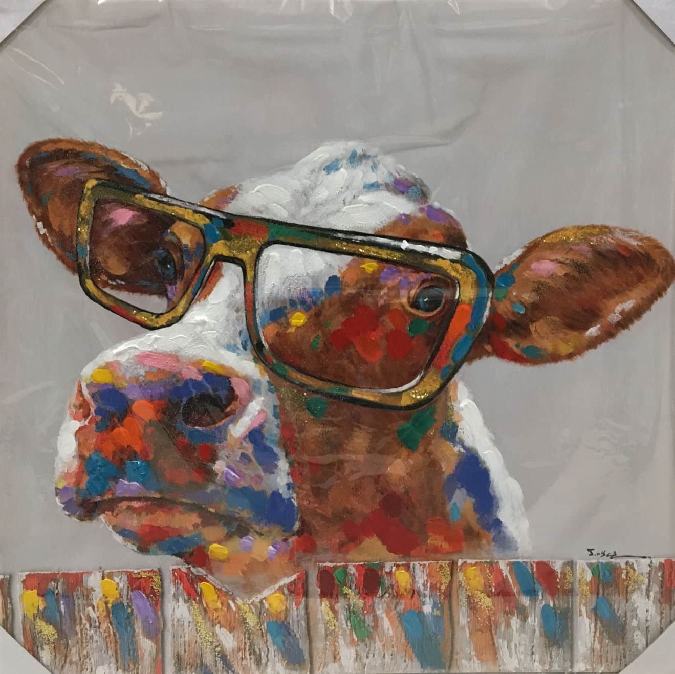 Cow With Glasses 36 x36