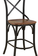 Asheville Cross Black Metal Counter High Chair w/wood seat & back