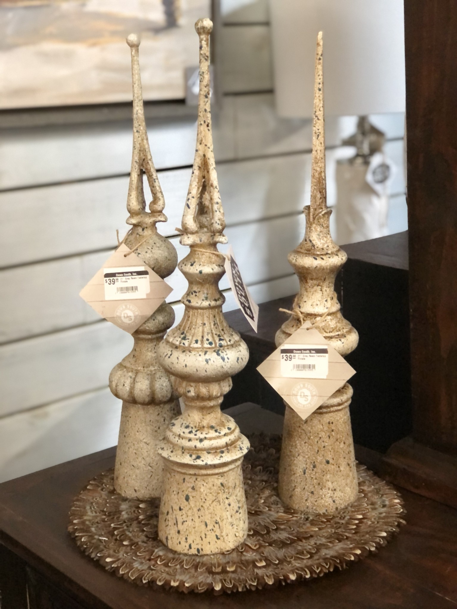 21" Gray Resin Tabletop Finials
