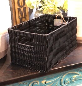 Black Plastic Rectangle Storage Basket