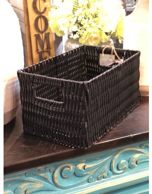 Black Plastic Rectangle Storage Basket