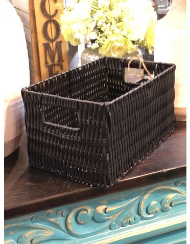 Black Plastic Rectangle Storage Basket