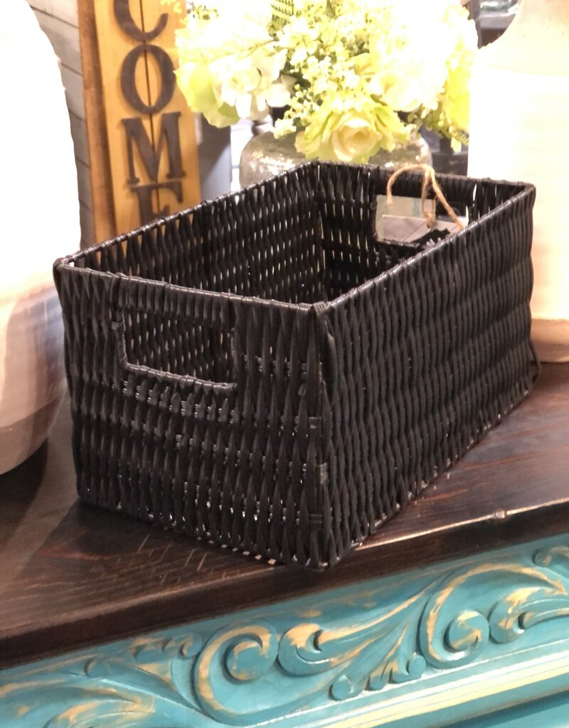 Black Plastic Rectangle Storage Basket