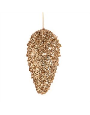 9" Gold Glitter Pinecone