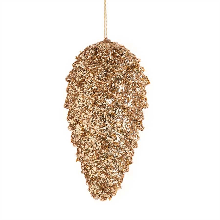 9" Gold Glitter Pinecone