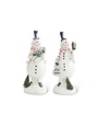 Assorted Glittered Resin Snowmen with Bottle Brush Trees (2 Styles) Grad. Sizes 9"H x 3.75"W x 3"D