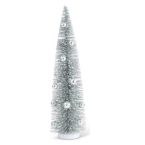 14 Inch Vintage Pewter Bottle Brush Tree With Silver Balls
