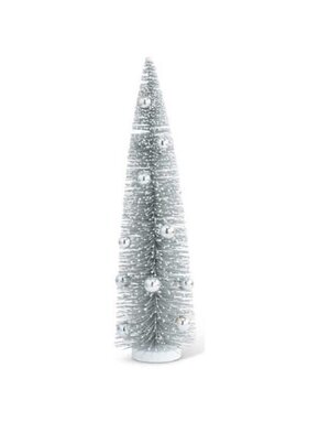 14 Inch Vintage Pewter Bottle Brush Tree With Silver Balls