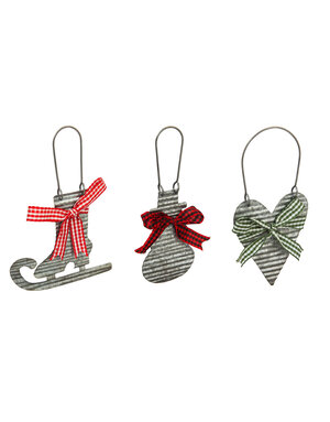 Galvanized Metal Christmas Ornament with Bow