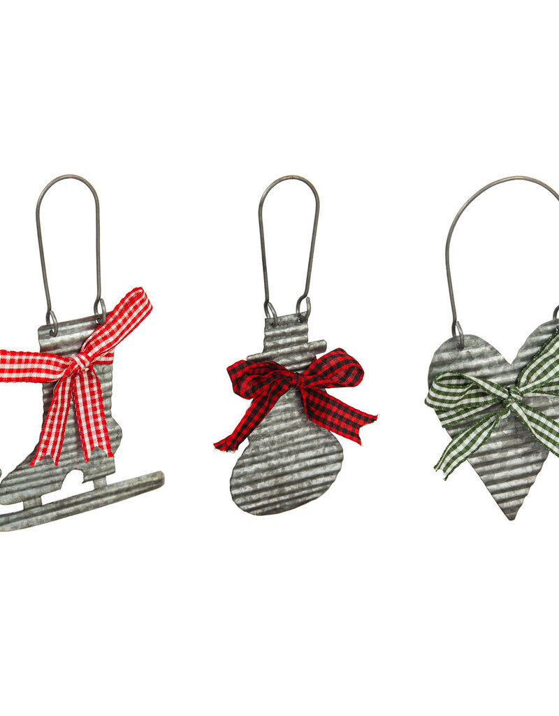 Galvanized Metal Christmas Ornament with Bow
