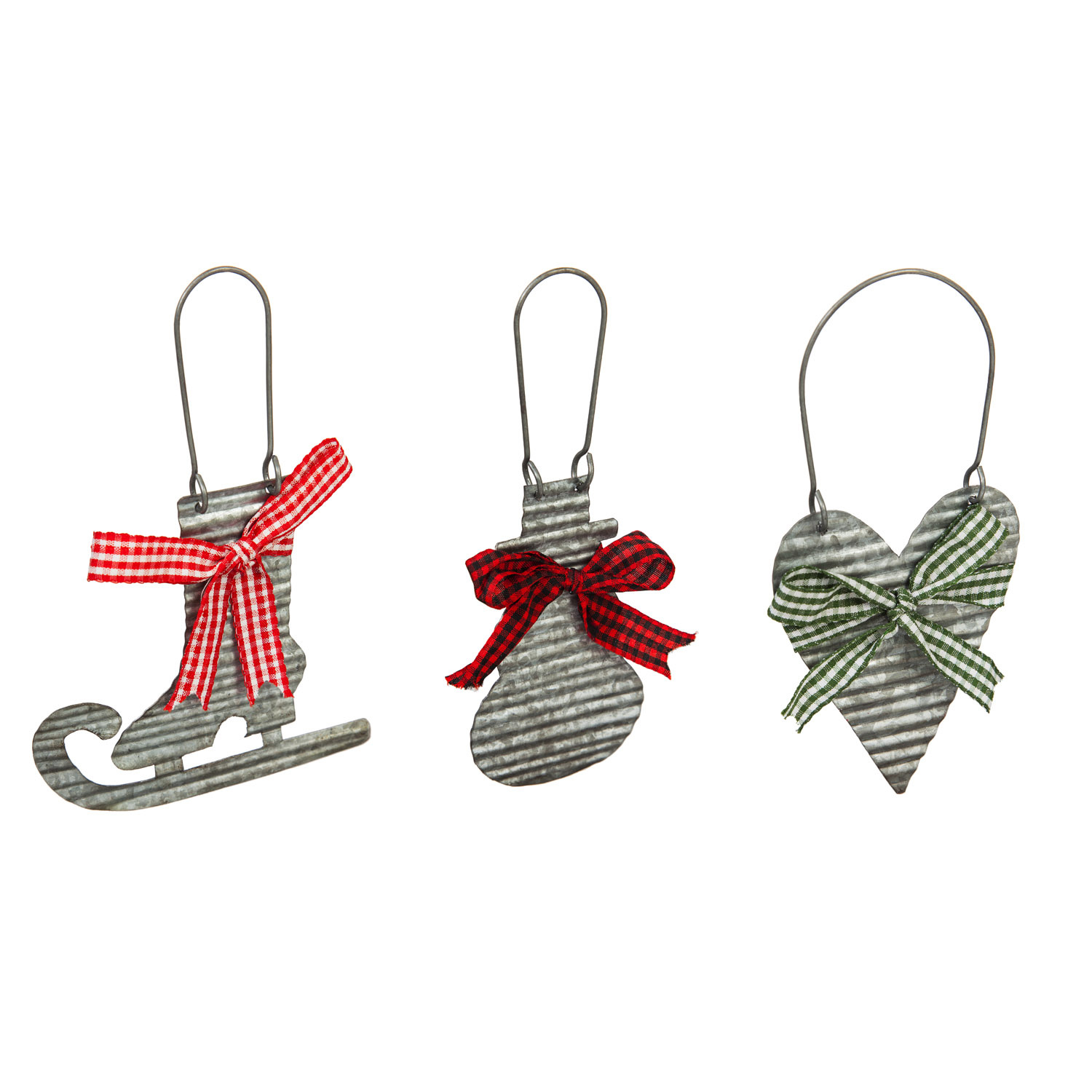Galvanized Metal Christmas Ornament with Bow