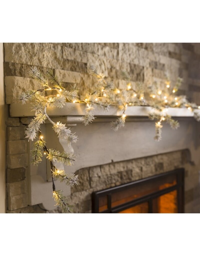 Snowy Pine Garland with 48 Lights 6"