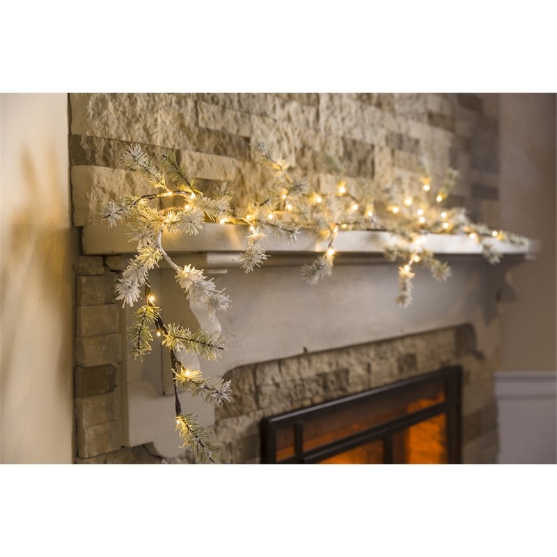 Snowy Pine Garland with 48 Lights 6"