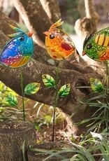 Colorful Metal and Glass Bird Garden Stakes