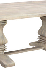 76" Brisbane Pedestal Dining Table - Distressed Soft White