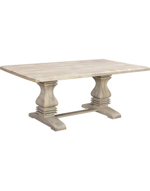76" Brisbane Pedestal Dining Table - Distressed Soft White