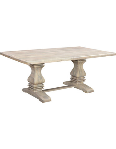 76" Brisbane Pedestal Dining Table - Distressed Soft White