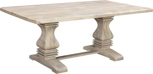 76" Brisbane Pedestal Dining Table - Distressed Soft White