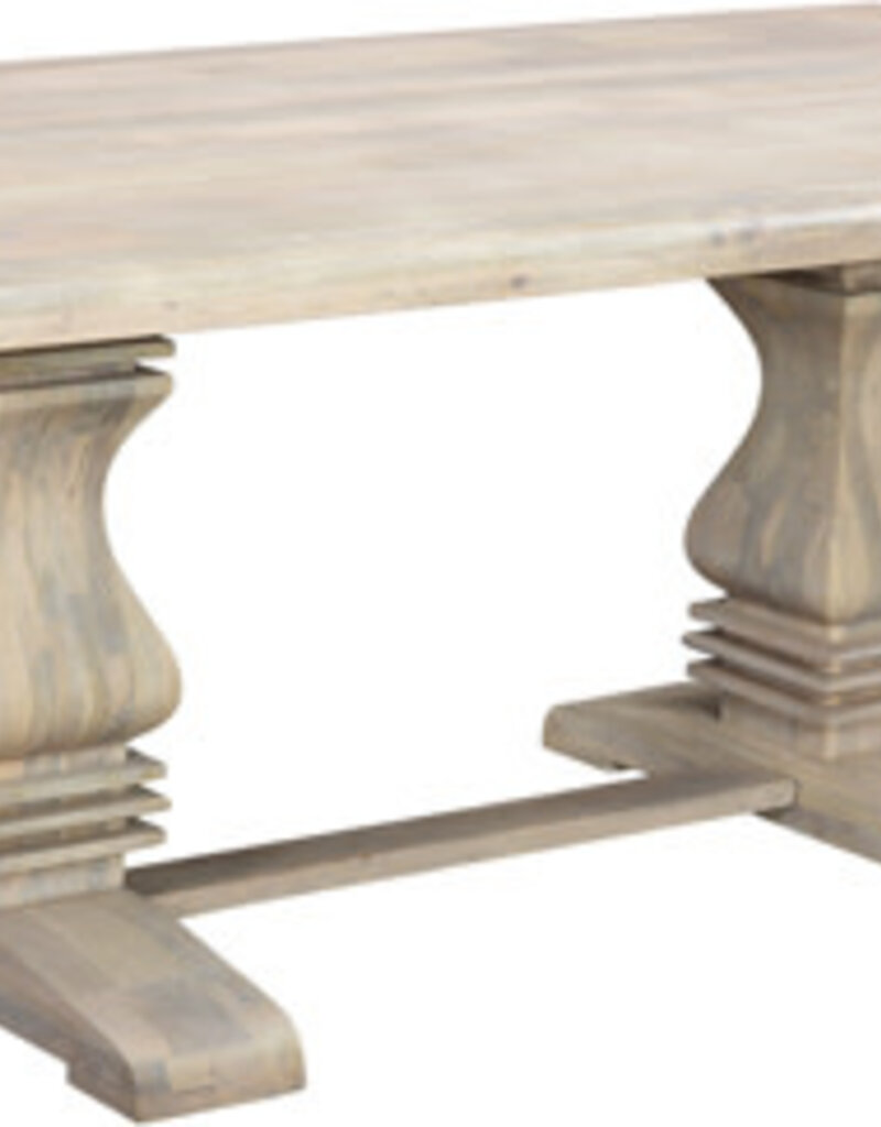 76" Brisbane Pedestal Dining Table - Distressed Soft White