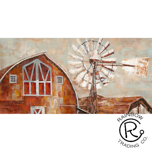 Windmill with Barn Canvas 28 X 56