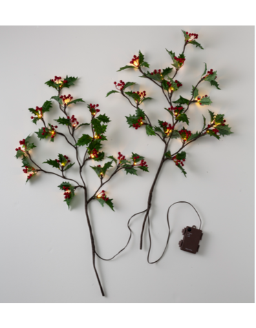 Indoor/Outdoor Holly and Berry Lighted Branches