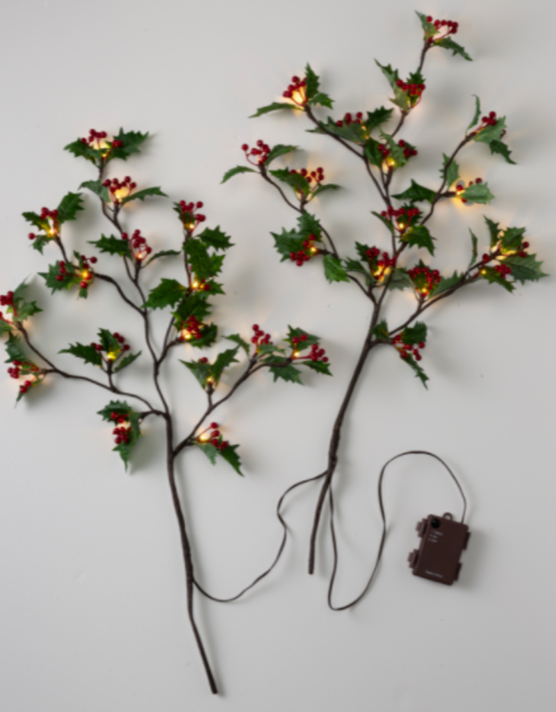 Indoor/Outdoor Holly and Berry Lighted Branches