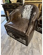 Barrel Leather Swivel Chair -  Salt & Pepper Hide