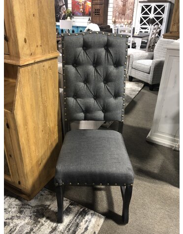 Marquez Upholstered Side Chair - Louis Mouse/ Dark Lacquer