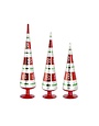 15 Inch Shiny Red Glass Snowflake Tabletop Cone Tree Finials