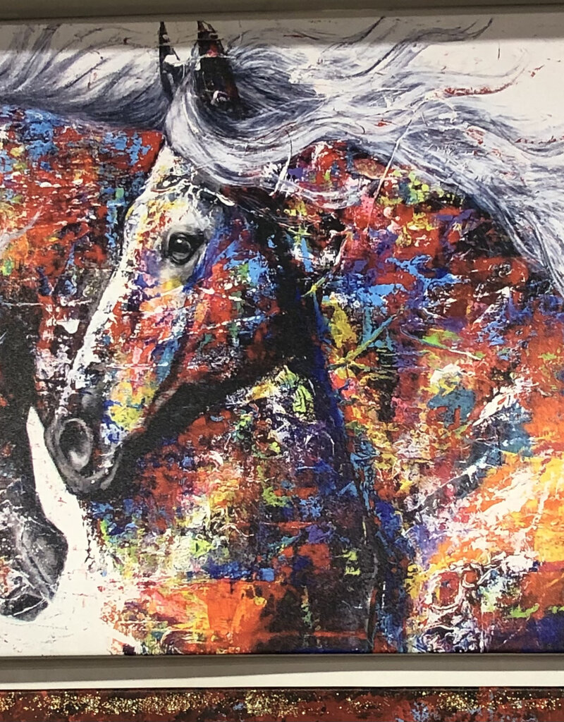 Framed Colorful Horses Canvas
