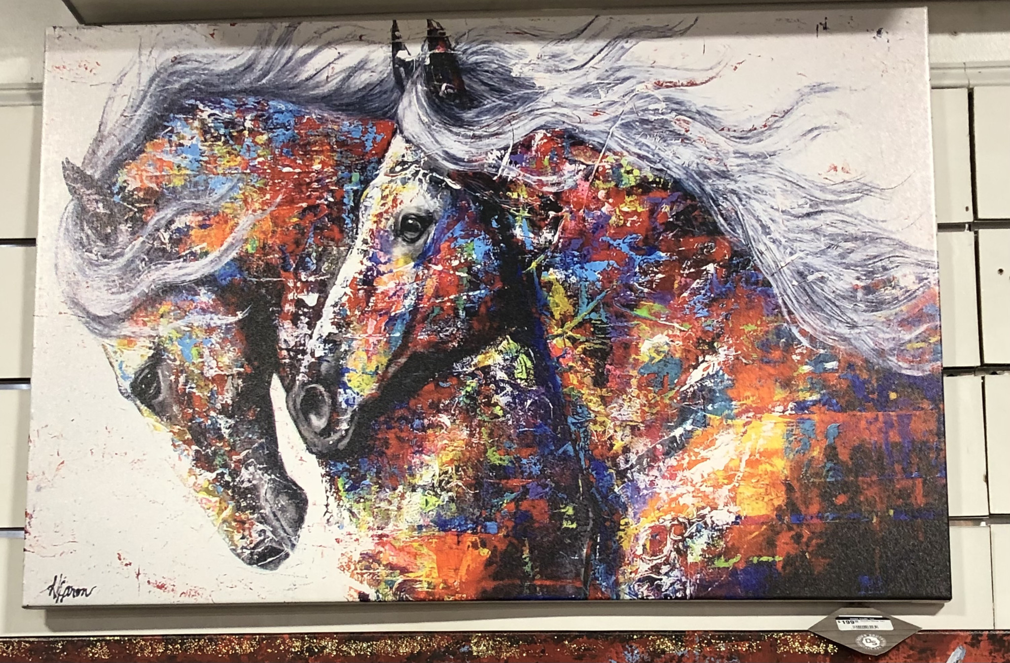 Framed Colorful Horses Canvas