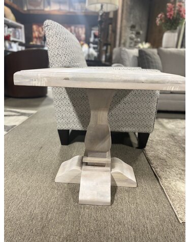 Brisbane Pedestal End Table - Soft White