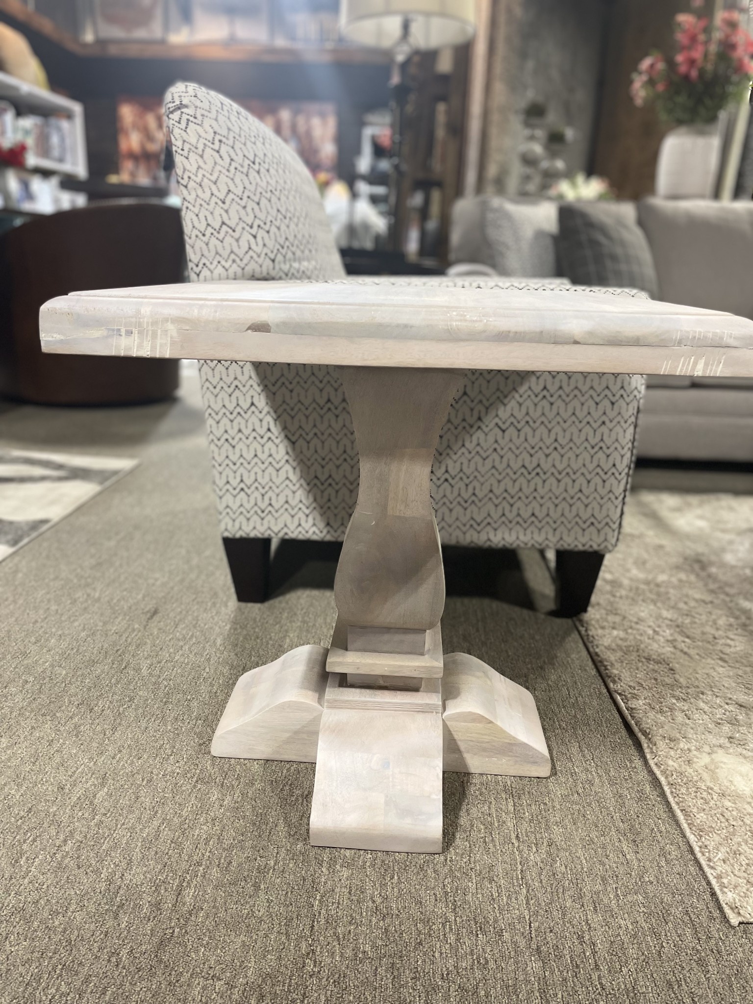 Brisbane Pedestal End Table - Soft White