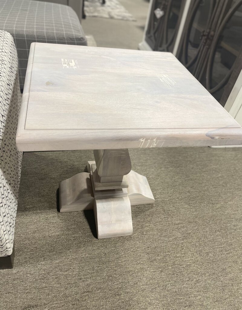 Brisbane Pedestal End Table - Soft White