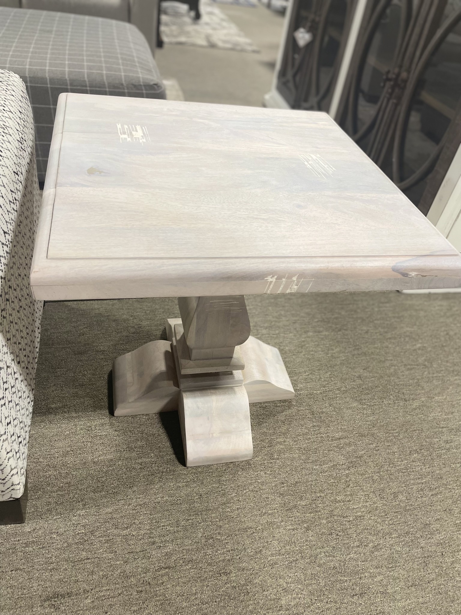 Brisbane Pedestal End Table - Soft White