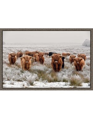 Highlander Family In Winter 30X45