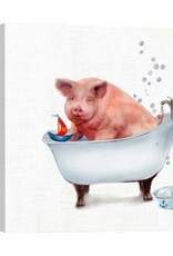 Farm Tub Pig Canvas 15 x 15