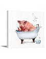Farm Tub Pig Canvas 15 x 15