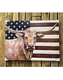 Longhorn with USA Flag Canvas