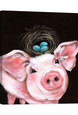 Playful Nature Canvas - Pig  15x15