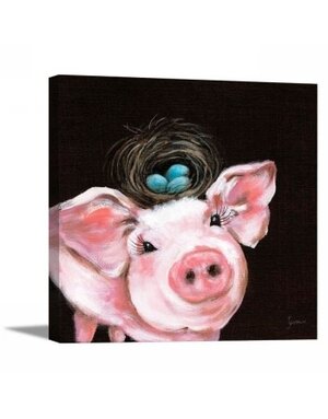 Playful Nature Canvas - Pig  15x15