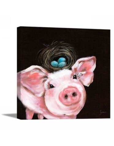 Playful Nature Canvas - Pig  15x15