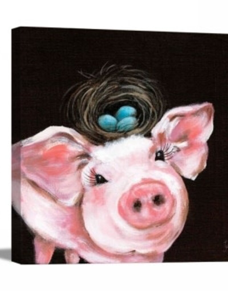 Playful Nature Canvas - Pig  15x15